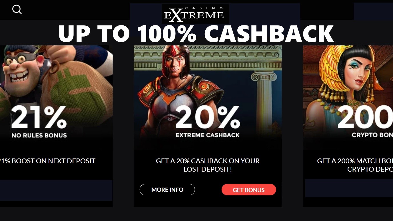 Casino Extreme Cashback Deals | Up to 100% Cashback on Your Net Losses 1 Casino Extreme Cashback