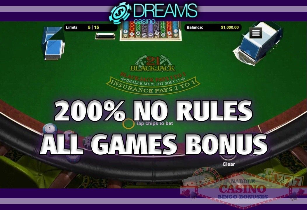 Dreams Casino Exclusive 200% Blackjack and Slots Bonus 1 Blackjack bonus offers Dreams casino