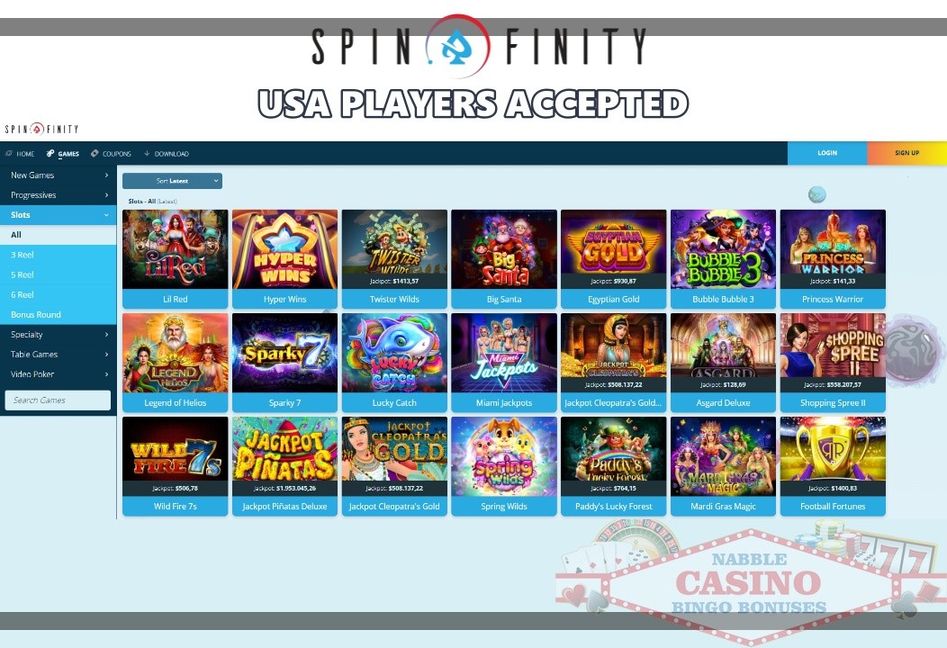 Spinfinity Casino Review And Ratings \u22c6 Nabble Casino Bingo