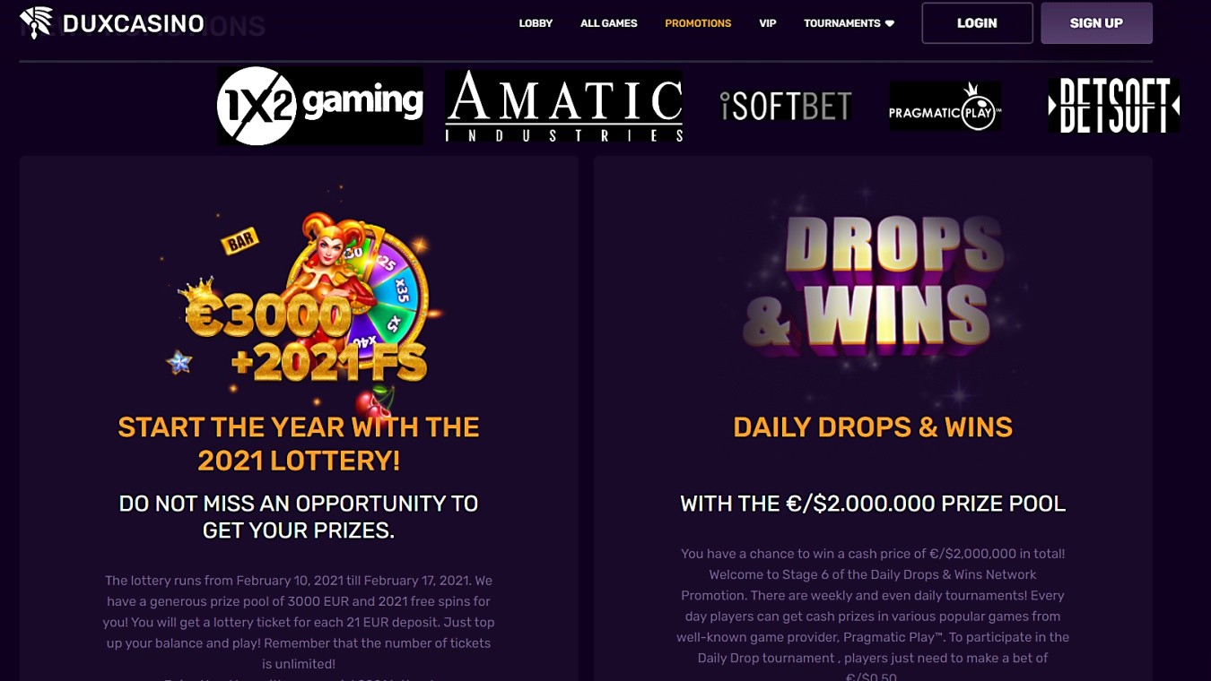 Duxcasino Bonus Codes & Promotions | €500 High Roller Bonus 1 duxcasino bonus codes