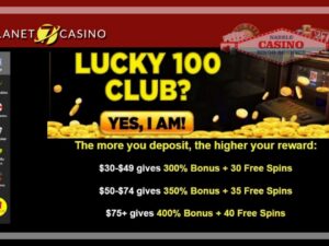 Planet7 casino 400 bonus and 40 free spins