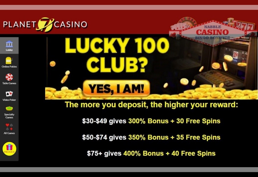 Planet7 casino 400 bonus and 40 free spins
