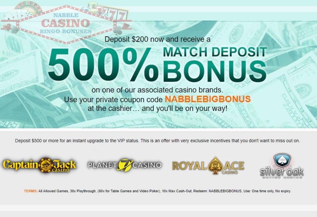 Nabble Big Bonus 500% deposit bonus