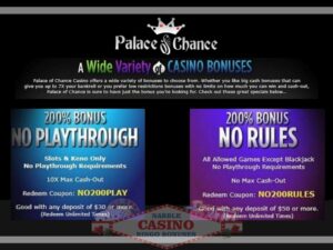 Palace of Chance casino wide variety of bonuses