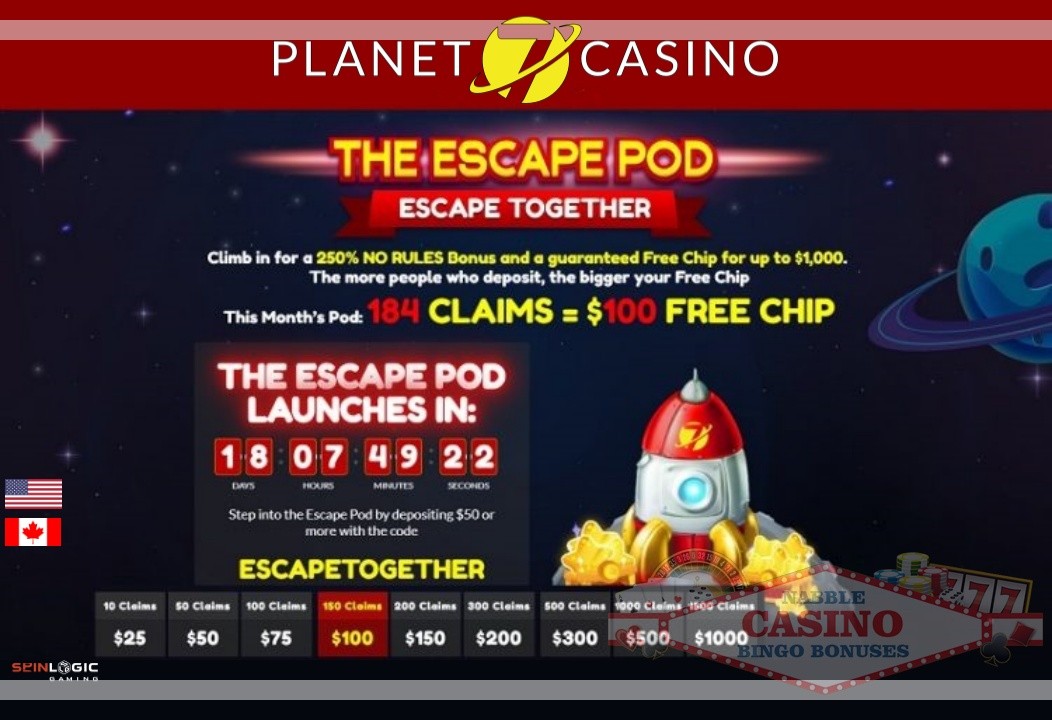Planet7 casino 240% no max bonus