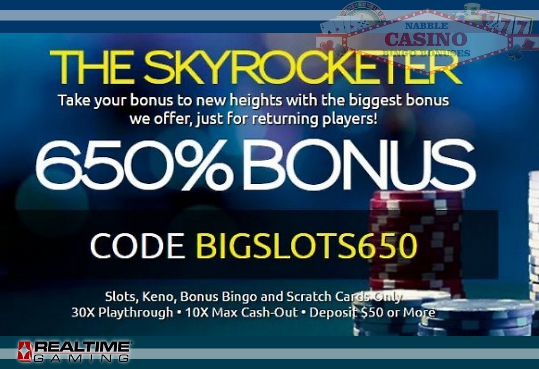 650% slots deposit bonus rtg