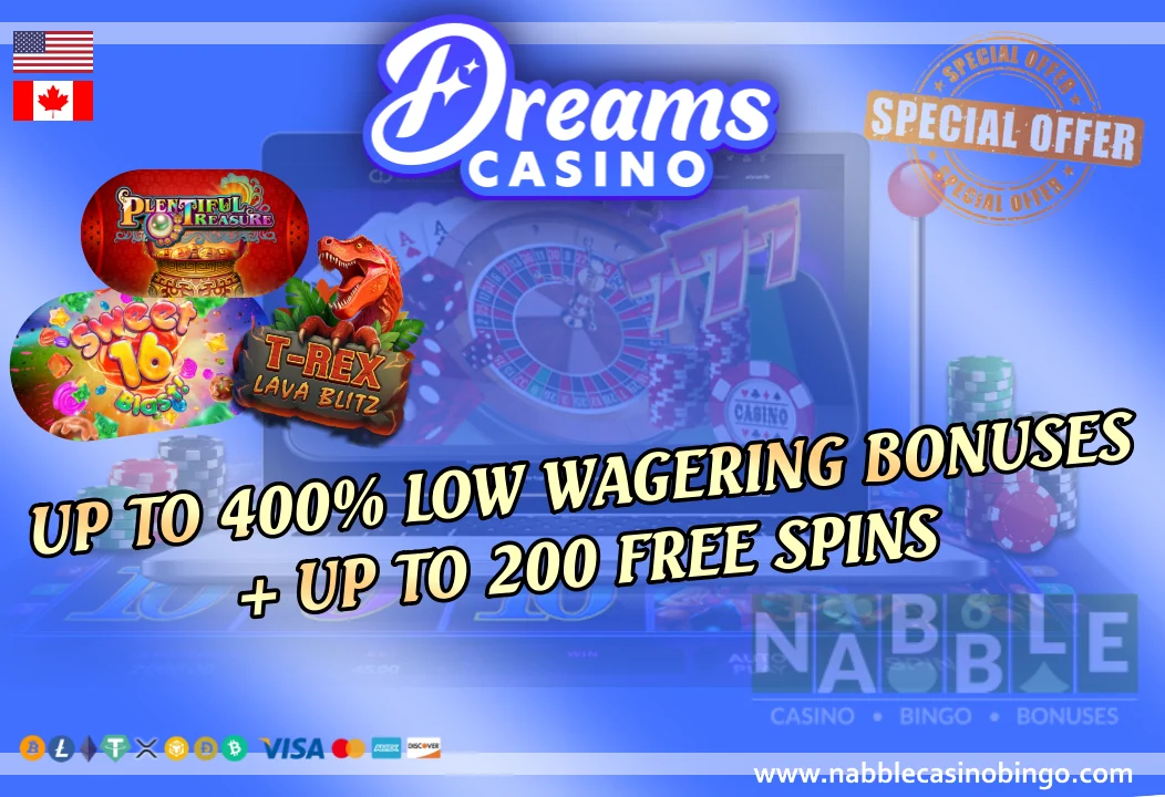Dreams casino one time bonus offers