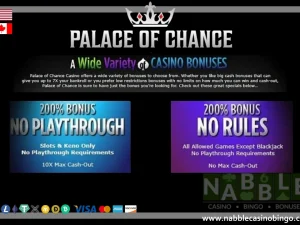 Palace of Chance casino wide variety of bonuses