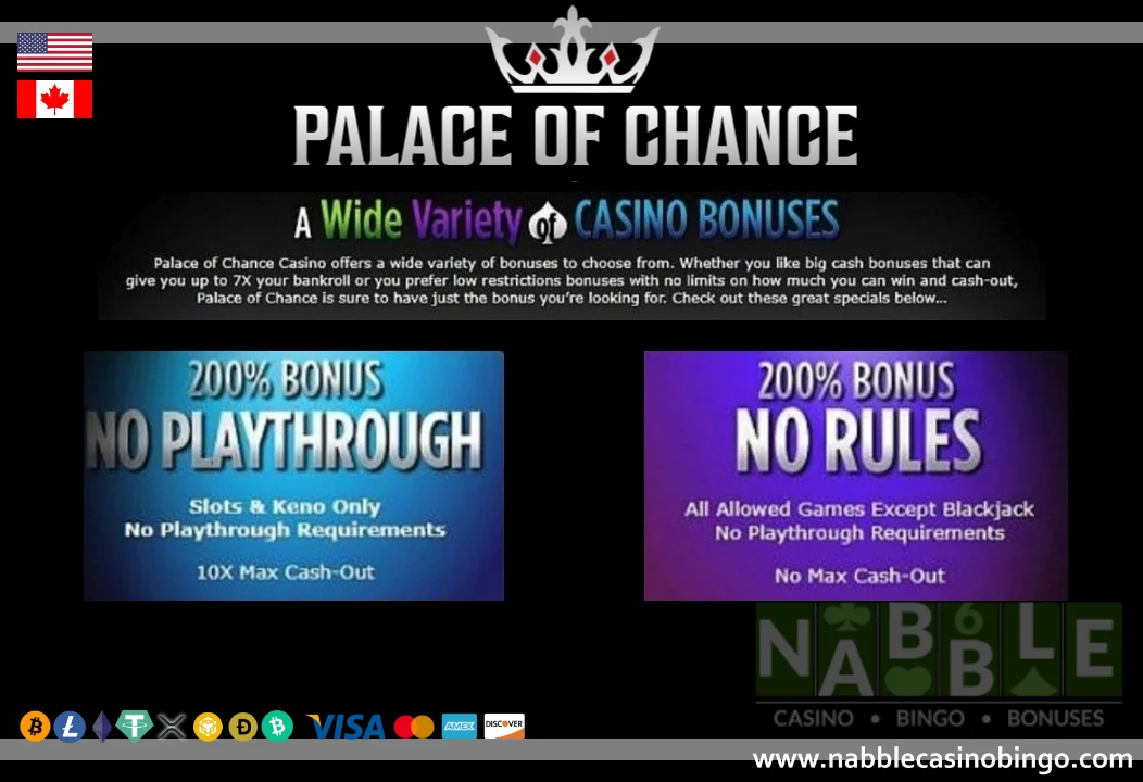 Palace of Chance casino wide variety of bonuses