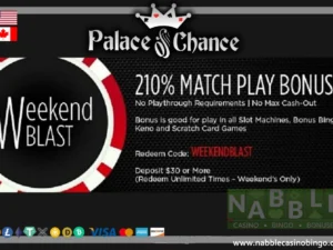 Palace of Chance casino weekend blast bonus