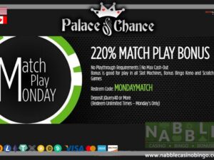 Palace of Chance casino Monday no rules bonus