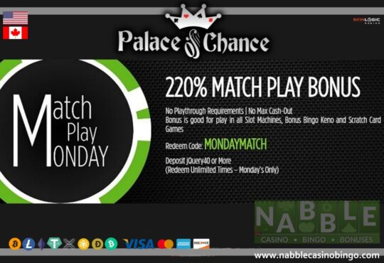 Palace of Chance casino Monday no rules bonus