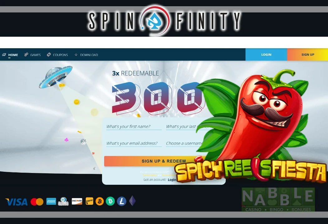 Spinfinity casino bonus codes Spicy Reels Fiesta