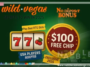 Wild Vegas no deposit bonus guide with free chip and spins for USA players on Cash Bandits 3 and Khrysos Gold