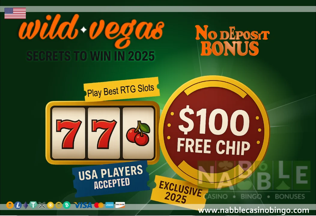 Wild Vegas no deposit bonus guide with free chip and spins for USA players on Cash Bandits 3 and Khrysos Gold