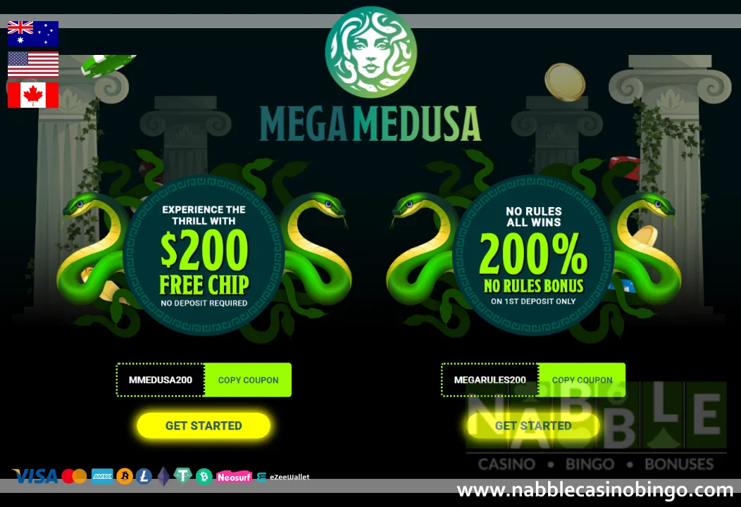 Mega Medusa casino bonus codes and promotions