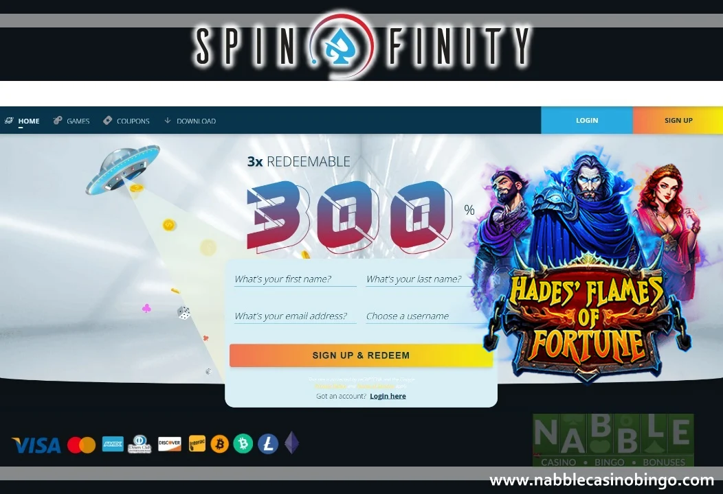 Spinfinity casino bonus codes Hades Flames of Fortune
