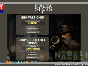 Detective Slots Casino - $80 Free No Deposit + 300% Bonus with Free Spins