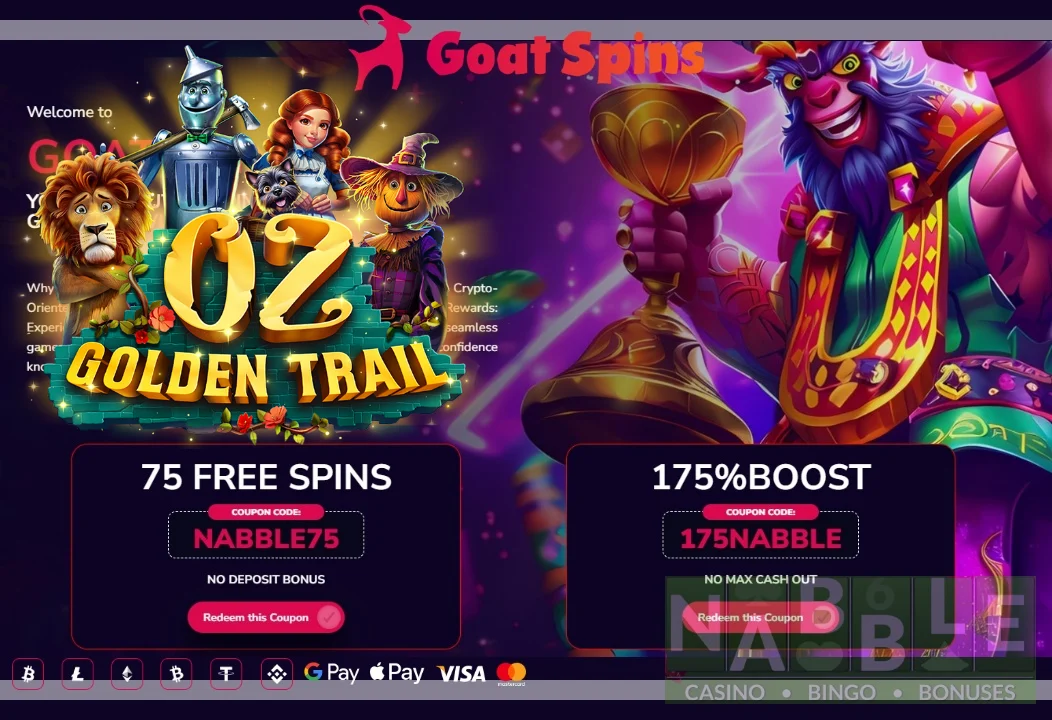 Goat Spins casino bonuses Oz Golden Trail slot