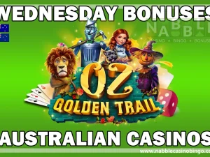 Australian casinos Wednesday bonus offers Oz Golden Trail