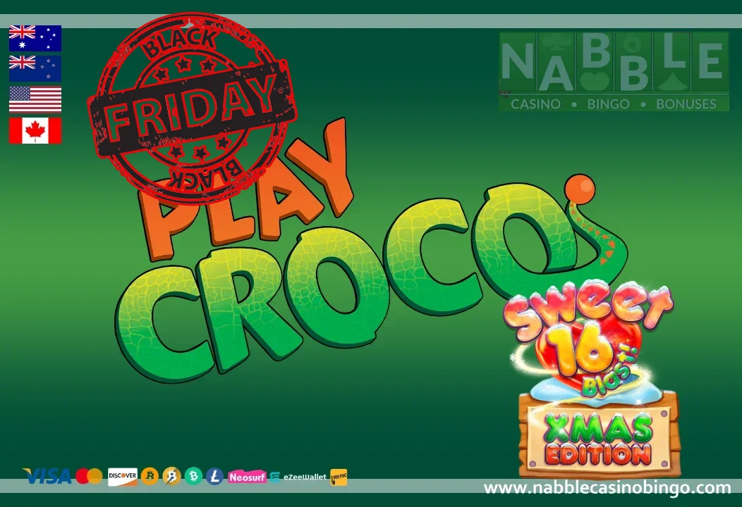 PlayCroco casino bonuses Sweet 16 Blast Xmas Edition slot Black Friday