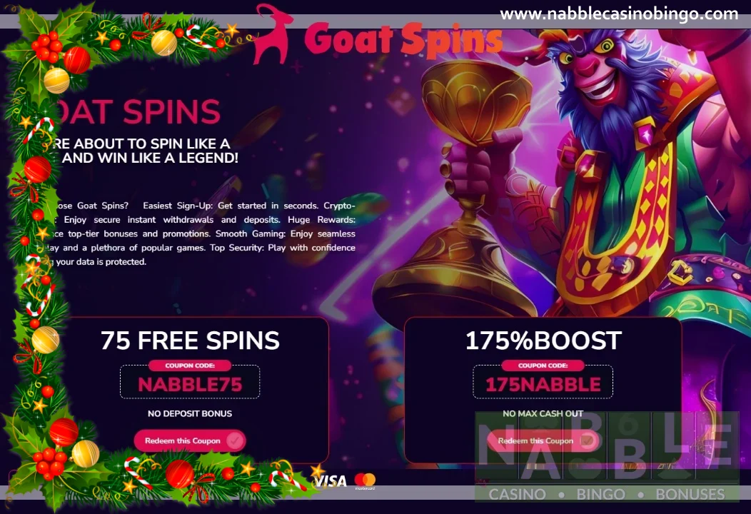 Goat Spins casino bonuses Christmas