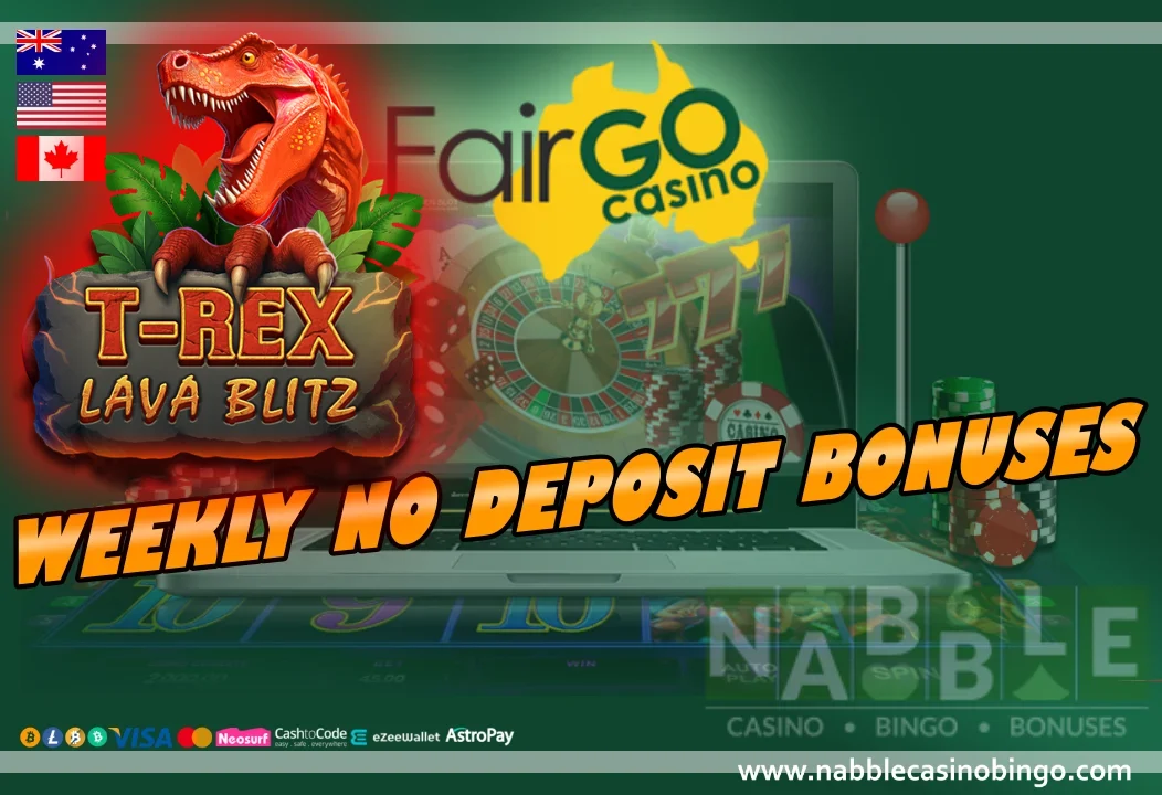 Fair Go casino no deposit bonuses T-Rex Lava Blitz slot