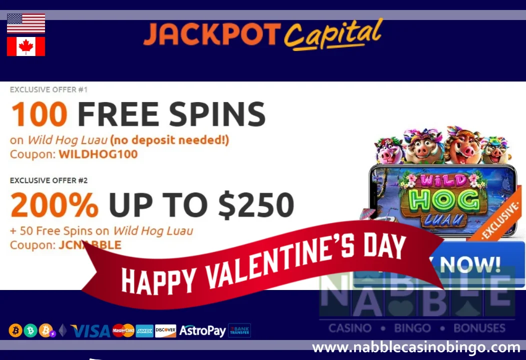 Jackpot Capital casino bonuses Valentines Day