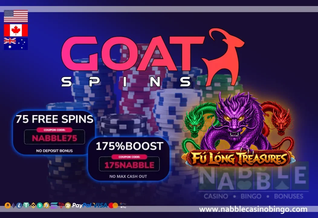 Goat Spins casino bonus codes Fu Long Treasures slot