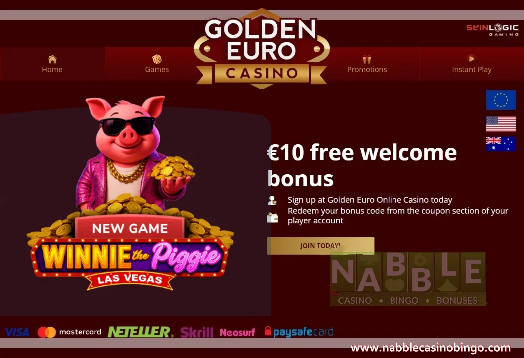 Golden Euro casino bonus codes Winnie the Piggie slot