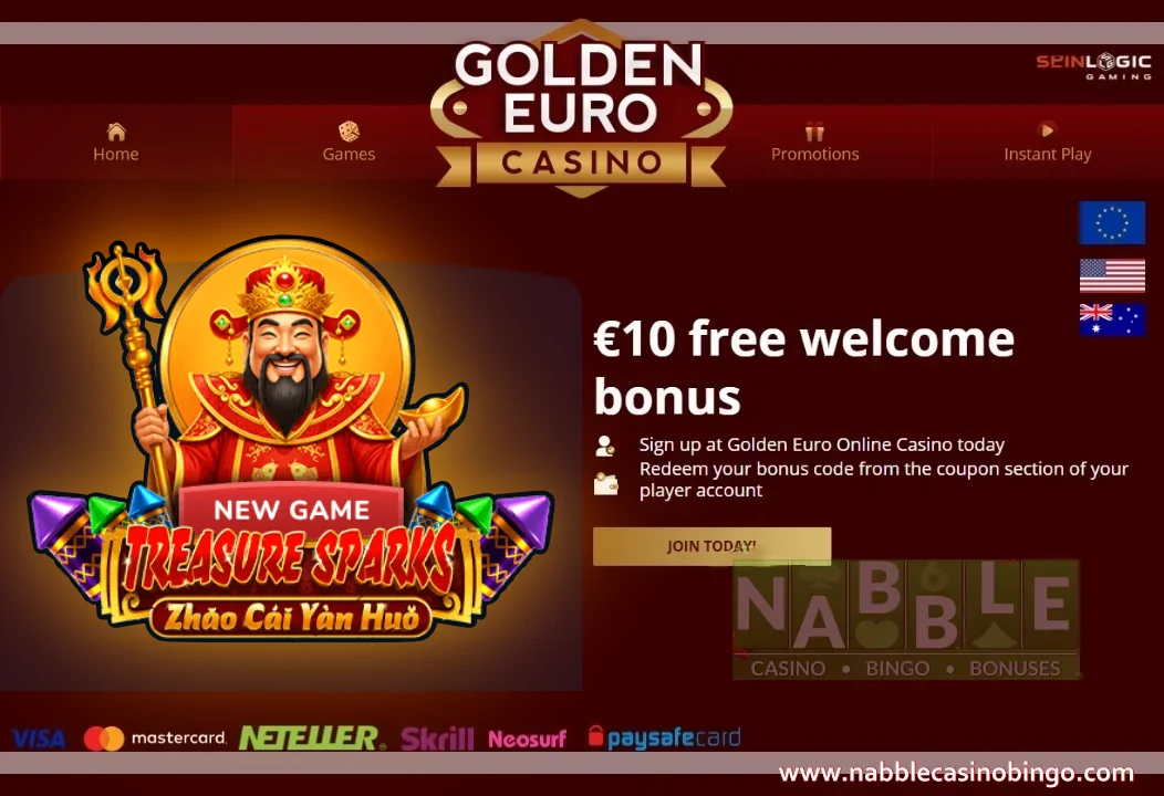 Golden Euro casino bonus codes Treasure Sparks slot