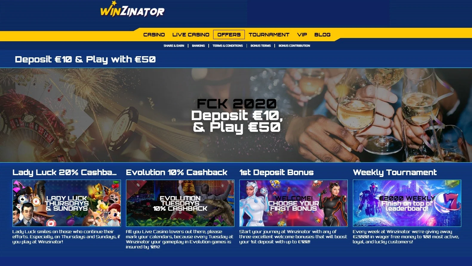 winzinator casino bonus codes
