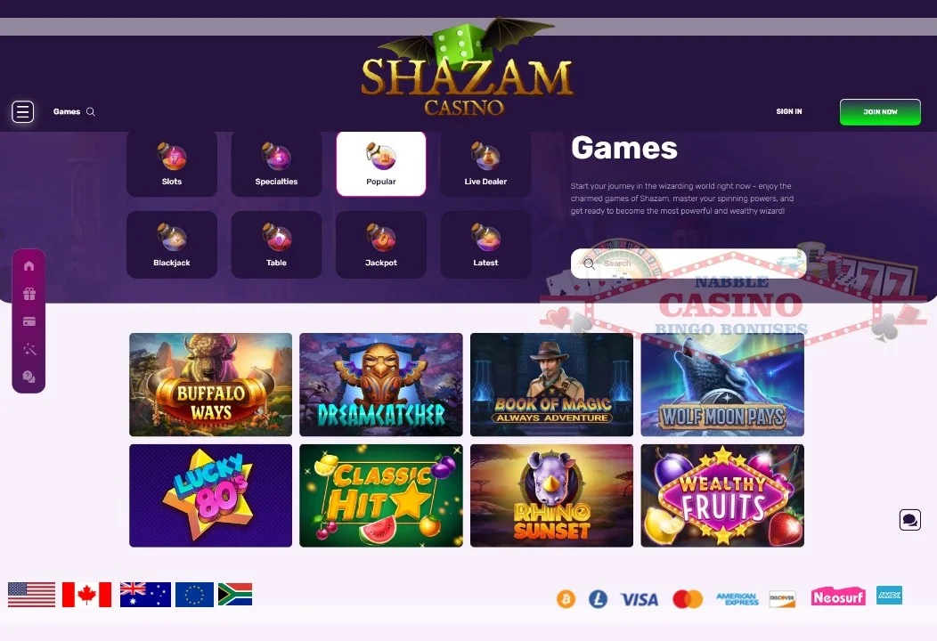 Shazam casino review