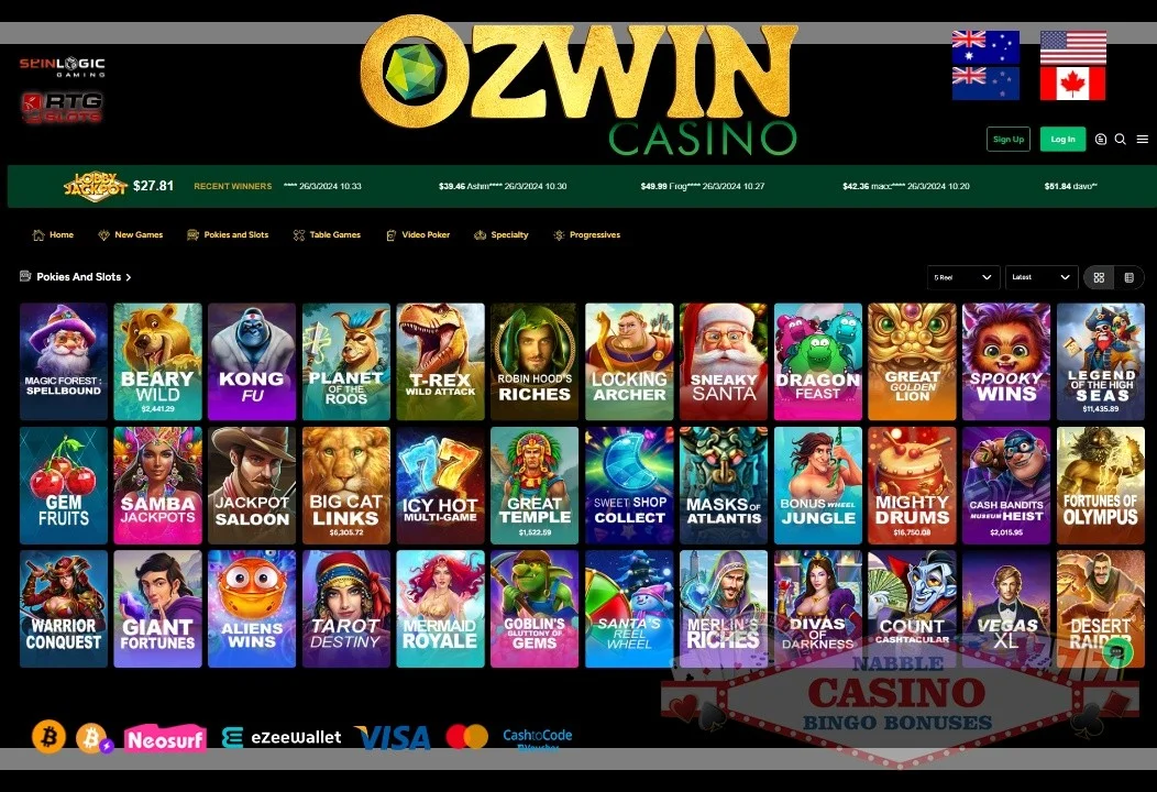 Ozwin casino review 2024