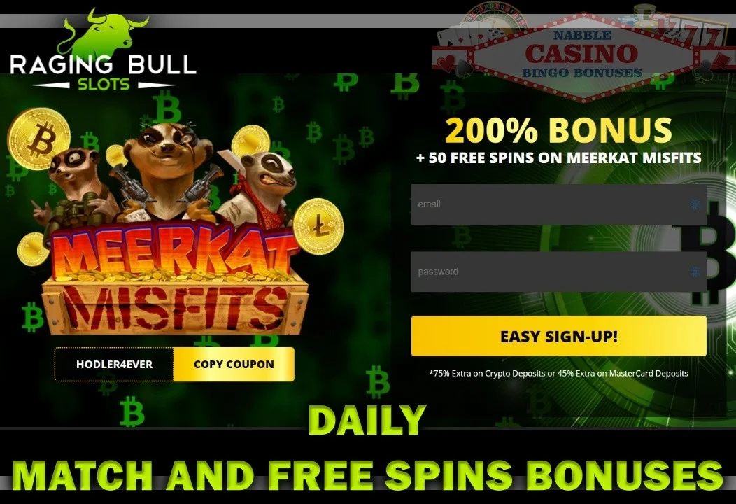 Raging Bull casino daily bonuses 2023