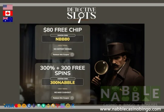 Detective Slots Casino - $80 Free No Deposit + 300% Bonus with Free Spins