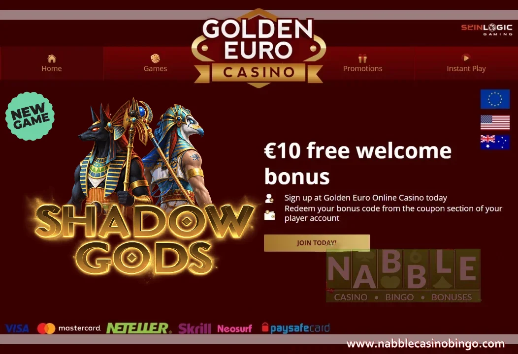 Golden Euro casino bonus codes Shadow Gods slot