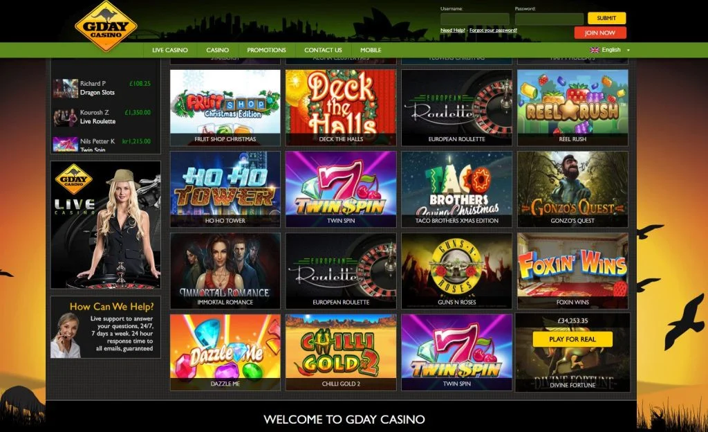 G'Day casino review and ratings