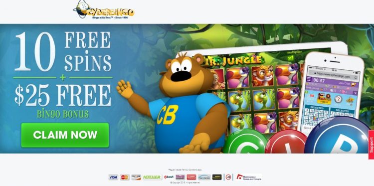 CyberBingo $25 free, 10 free spins and 1,500% welcome bonus package 1 cyberbingo