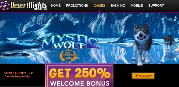 Desert Nights casino welcome offer wolf