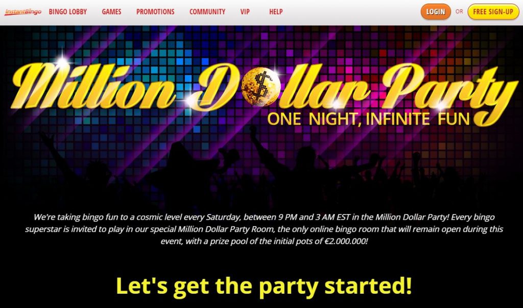 instant bingo million dollar party