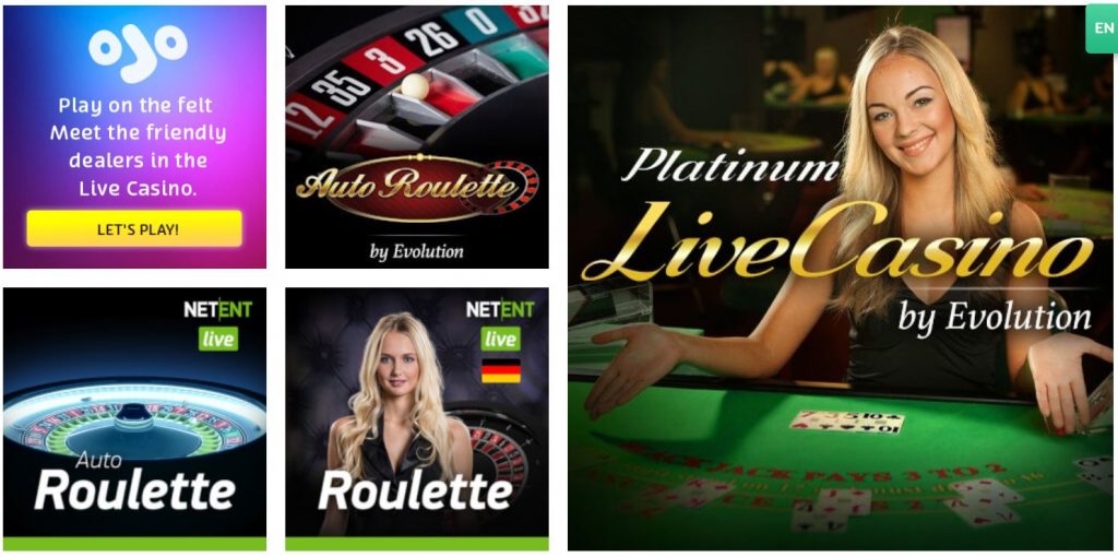 PlayOJO casino live dealers