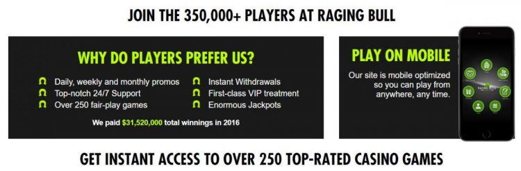Raging Bull casino reasons to join