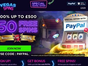 Vegas Spins casino Paypal welcome bonus