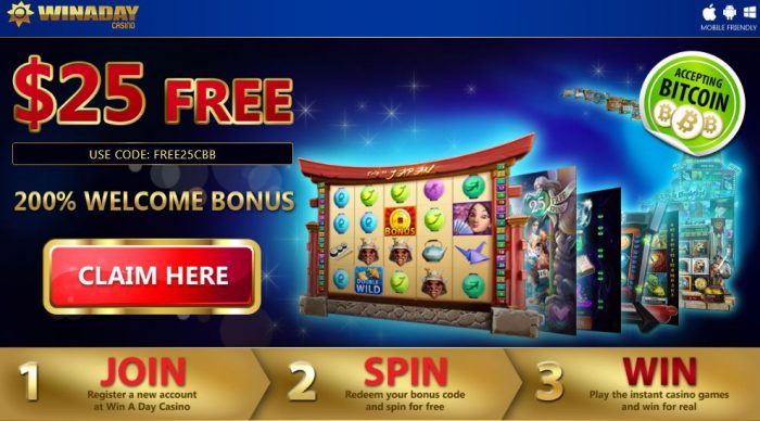 Winaday casino - $25 no deposit bonus in Australian